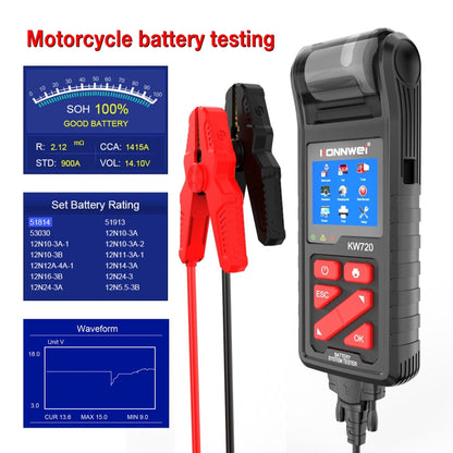KONNWEI KW720 Car 3.2 inch 6V-24V Lead-acid Battery Tester with Printer - Code Readers & Scan Tools by KONNWEI | Online Shopping South Africa | PMC Jewellery