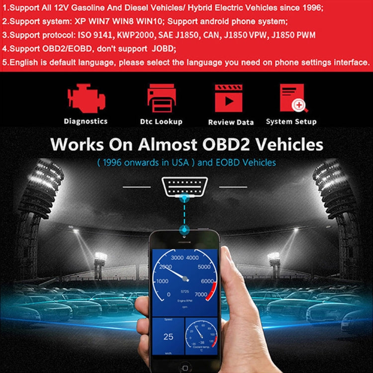 KONNWEI KW901 Android Phone OBD2 Car Bluetooth 5.0 Diagnostic Scan Tools(Black) - free shipping - PMC TechLife - Order now!