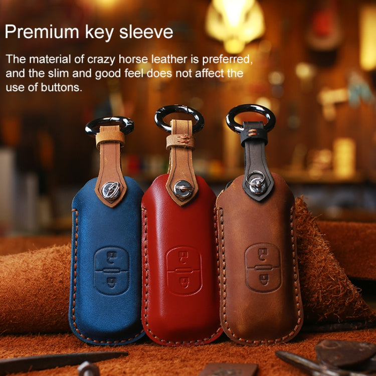 For Mazda Old Style Hallmo Car Cowhide Leather Key Protective Cover Key Case, Two Keys Version(Brown) - Car Key Cases by Hallmo | Online Shopping South Africa | PMC TechLife | Buy Now Pay Later Mobicred