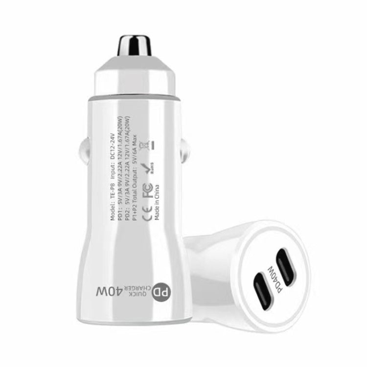 2pcs 40W Dual PD Car 2 in 1 Fast Charger Car Cigarette Lighter (White) - Cigar Socket by PMC Jewellery | Online Shopping South Africa | PMC Jewellery