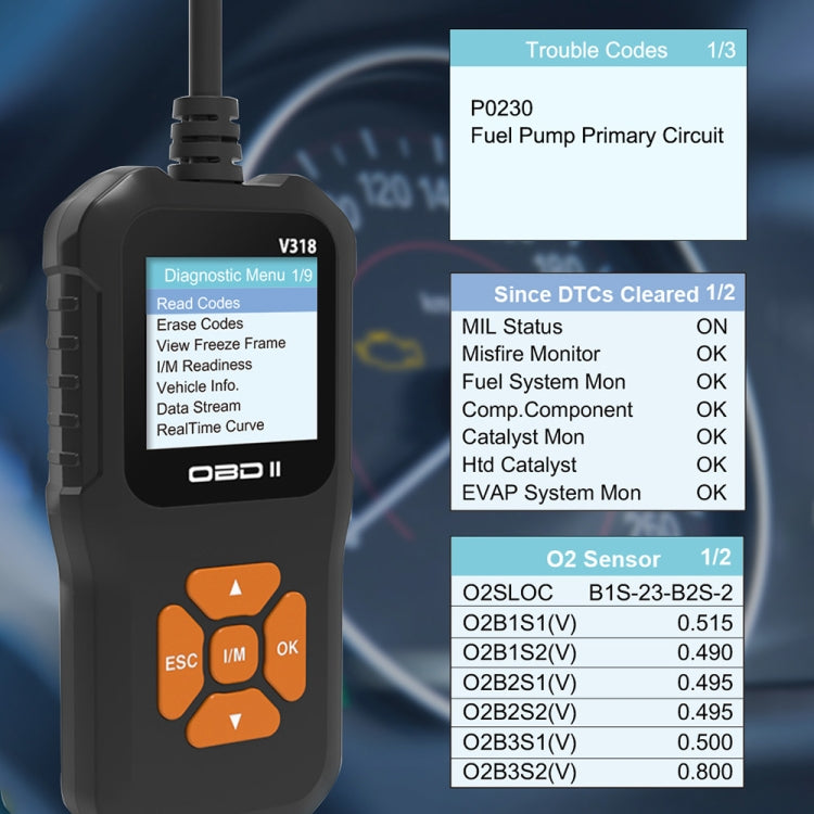 V318 Car OBD2 Color Screen Diagnostic Tool Code Reader - Code Readers & Scan Tools by PMC TechLife | Online Shopping South Africa | PMC TechLife