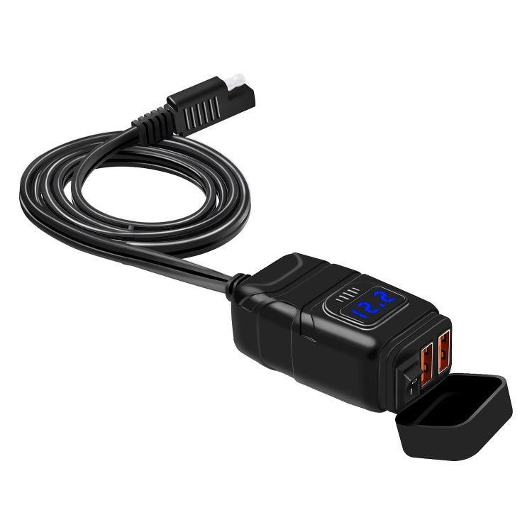 Universal Car Super Quick Dual Port USB Charger Power Outlet Adapter with LED Digital Voltmeter(Blue Light) - DIY Modified Charger by PMC TechLife | Online Shopping South Africa | PMC TechLife