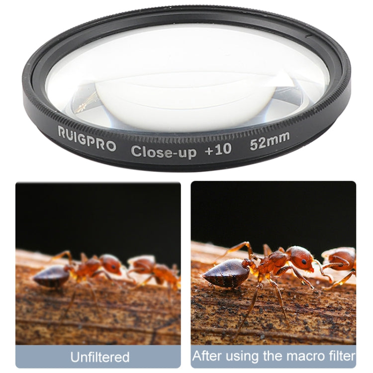 RUIGPRO for GoPro HERO 7/6 /5 Professional 52mm 10X Close-up Lens Filter with Filter Adapter Ring & Lens Cap - Lens Filter by RUIGPRO | Online Shopping South Africa | PMC Jewellery