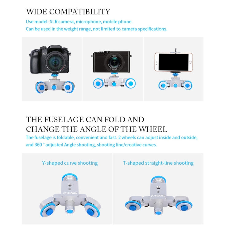 YELANGU L3 Camera Wheels Autodolly Electric Track Slider Car, Load: 6kg (Blue) - Camera Dolly by YELANGU | Online Shopping South Africa | PMC TechLife | Buy Now Pay Later Mobicred