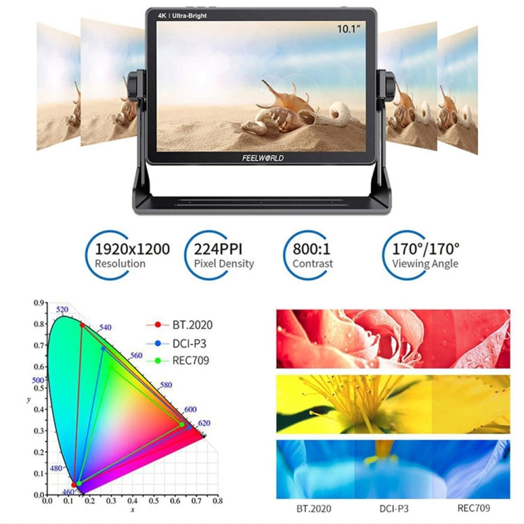 FEELWORLD LUT11 10.1 inch Ultra High Bright 2000nit Touch Screen DSLR Camera Field Monitor, 4K HDMI Input Output 1920 x 1200 IPS Panel(UK Plug) - On-camera Monitors by FEELWORLD | Online Shopping South Africa | PMC Jewellery | Buy Now Pay Later Mobicred