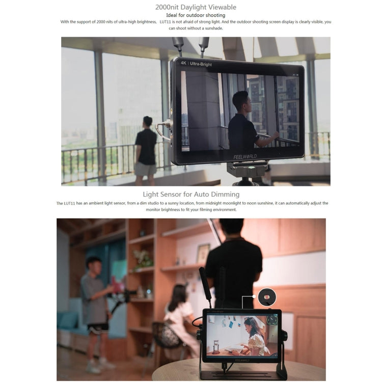FEELWORLD LUT11 10.1 inch Ultra High Bright 2000nit Touch Screen DSLR Camera Field Monitor, 4K HDMI Input Output 1920 x 1200 IPS Panel(UK Plug) - On-camera Monitors by FEELWORLD | Online Shopping South Africa | PMC Jewellery | Buy Now Pay Later Mobicred