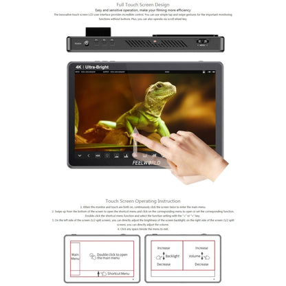 FEELWORLD LUT11 10.1 inch Ultra High Bright 2000nit Touch Screen DSLR Camera Field Monitor, 4K HDMI Input Output 1920 x 1200 IPS Panel(UK Plug) - On-camera Monitors by FEELWORLD | Online Shopping South Africa | PMC Jewellery | Buy Now Pay Later Mobicred