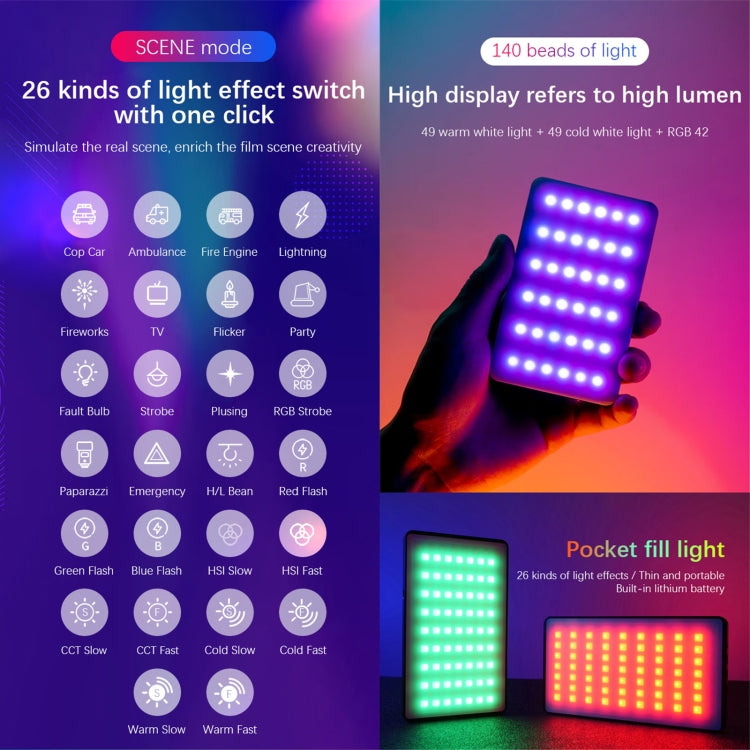 YELANGU LW140RGB 140 LEDs RGB Studio Light Video & Photo Fill Light (Black) -  by YELANGU | Online Shopping South Africa | PMC TechLife | Buy Now Pay Later Mobicred