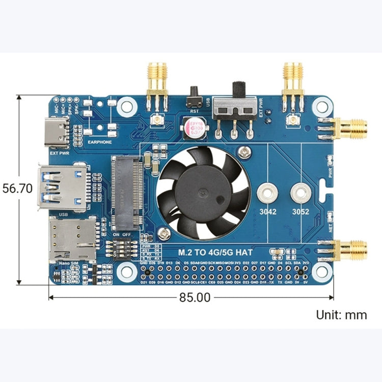 Waveshare RM500U-CN 5G HAT Quad Antennas LTE-A Multi Band Module Board for Raspberry Pi - LCD & LED Display Module by WAVESHARE | Online Shopping South Africa | PMC Jewellery | Buy Now Pay Later Mobicred