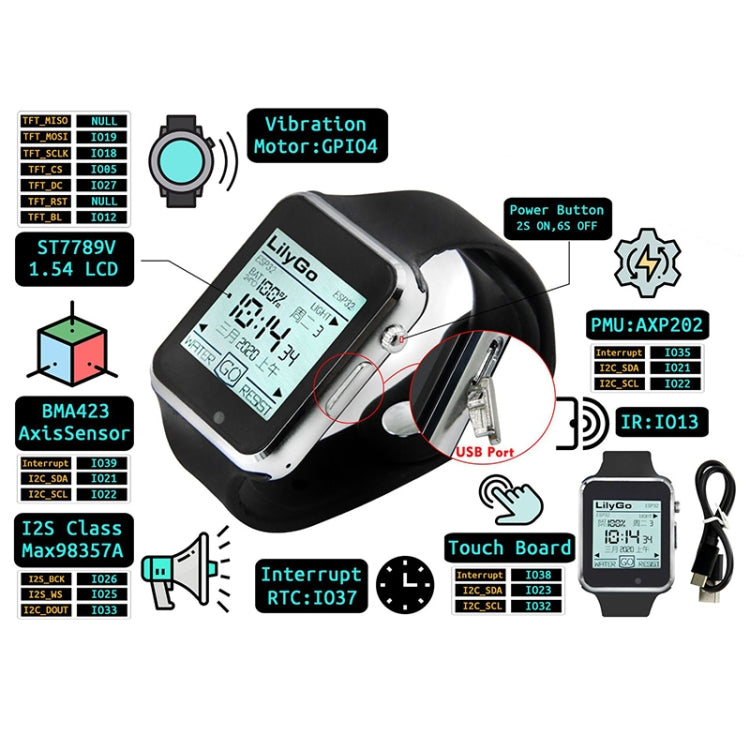 TTGO T-Watch-2020 ESP32 Main Chip 1.54 inch Touch Display Programmable Wearable Watch (Black) - Others by TTGO | Online Shopping South Africa | PMC Jewellery | Buy Now Pay Later Mobicred