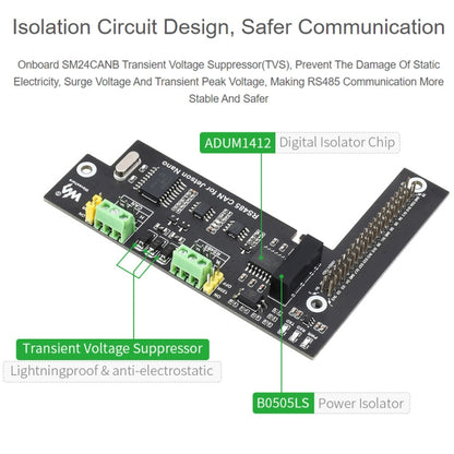 Waveshare RS485 CAN Expansion Board for Jetson Nano, Digital Isolation, Built-In Protection Circuit - Modules Expansions Accessories by WAVESHARE | Online Shopping South Africa | PMC Jewellery | Buy Now Pay Later Mobicred