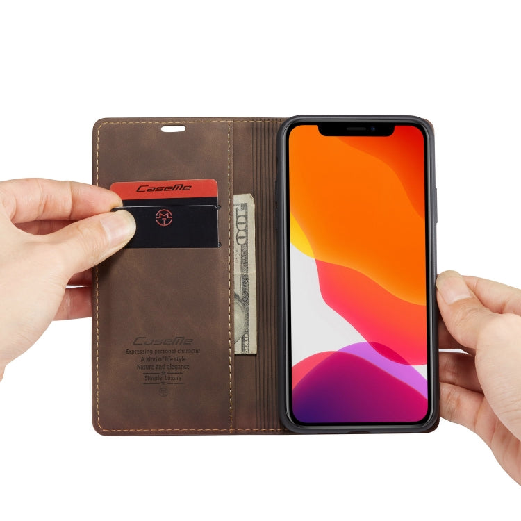 CaseMe-013 Multifunctional Horizontal Flip Leather Case with Card Slot & Holder & Wallet for iPhone 11 Pro Max(coffee) - iPhone 11 Pro Max Cases by CaseMe | Online Shopping South Africa | PMC Jewellery | Buy Now Pay Later Mobicred