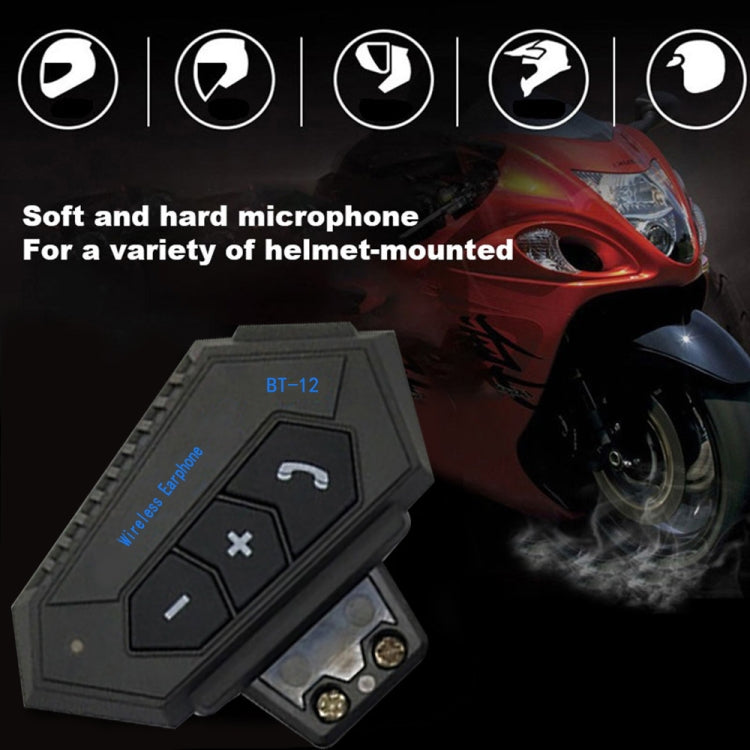 BT12 Motorcycle Helmet Bluetooth Headset Motorcycle Intercom Bluetooth Headset - Motorcycle Walkie Talkie by PMC TechLife | Online Shopping South Africa | PMC TechLife | Buy Now Pay Later Mobicred