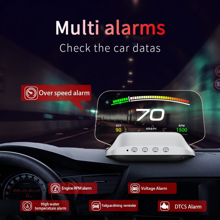 C3 OBD2 + GPS Mode Car Head-up Display HUD Overspeed / Speed / Water Temperature Too High / Voltage Too Low / Engine Failure Alarm / Fatigue Driving Reminder / Navigation Function - free shipping - PMC TechLife - Order now!