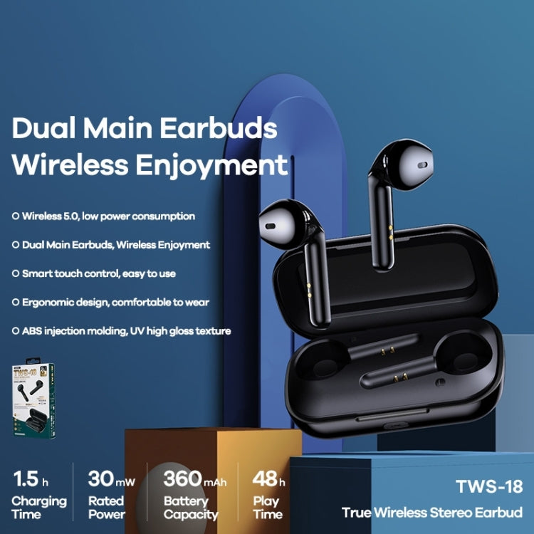 Remax TWS-18 Bluetooth 5.0 True Wireless Stereo Bluetooth Earphone(White) - TWS Earphone by REMAX | Online Shopping South Africa | PMC Jewellery