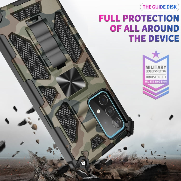 For Samsung Galaxy A52 4G / 5G Camouflage Armor Shockproof TPU + PC Magnetic Protective Case with Holder(Army Green) - Galaxy Phone Cases by PMC Jewellery | Online Shopping South Africa | PMC Jewellery