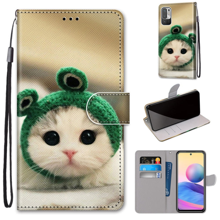 For Xiaomi Redmi Note 10 5G Coloured Drawing Cross Texture Horizontal Flip PU Leather Case with Holder & Card Slots & Wallet & Lanyard(Frog Kitten) - Xiaomi Cases by PMC Jewellery | Online Shopping South Africa | PMC Jewellery