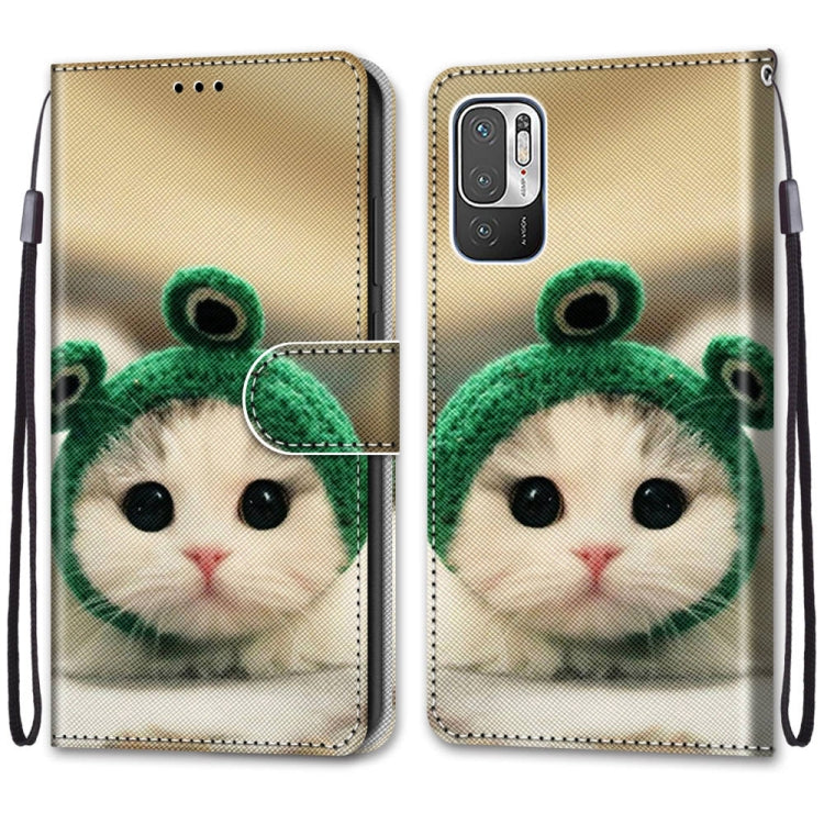 For Xiaomi Redmi Note 10 5G Coloured Drawing Cross Texture Horizontal Flip PU Leather Case with Holder & Card Slots & Wallet & Lanyard(Frog Kitten) - Xiaomi Cases by PMC Jewellery | Online Shopping South Africa | PMC Jewellery