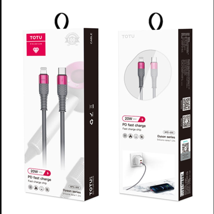 TOTUDESIGN BPD-005 Dyson Series USB-C / Type-C to 8 Pin PD Fast Silicone Data Cable for iPhone, iPad, Length: 1.2m(Purple Red) - Normal Style Cable by TOTUDESIGN | Online Shopping South Africa | PMC Jewellery