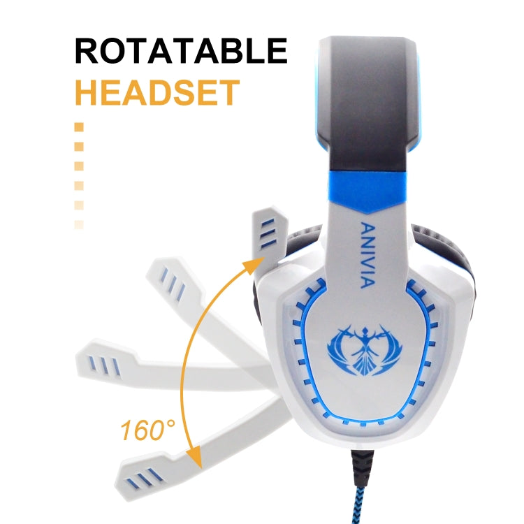 Anivia AH28 3.5mm Stereo Sound Wired Gaming Headset with Microphone(White Blue) - Multimedia Headset by SADES | Online Shopping South Africa | PMC Jewellery