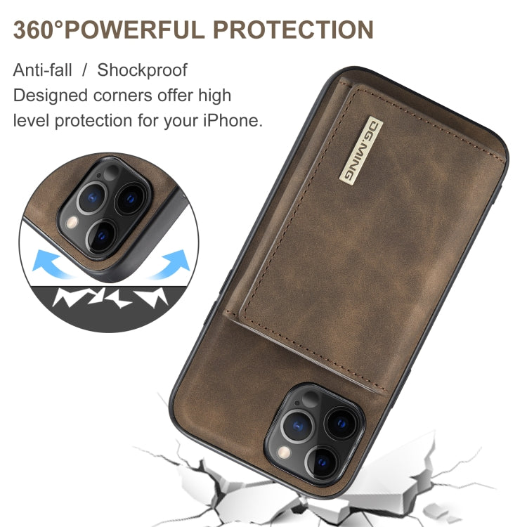For iPhone 12 / 12 Pro DG.MING M1 Series 3-Fold Multi Card Wallet + Magnetic Back Cover Shockproof Case with Holder Function(Coffee) - iPhone 12 / 12 Pro Cases by DG.MING | Online Shopping South Africa | PMC TechLife | Buy Now Pay Later Mobicred