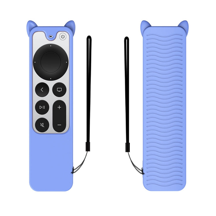 Cat Ears Shape Silicone Protective Case Cover For Apple TV 4K 4th Siri Remote Controller(Luminous Blue) - Apple TV Accessories by PMC Jewellery | Online Shopping South Africa | PMC Jewellery