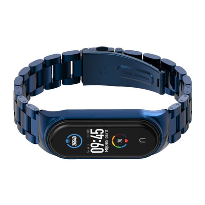 For Xiaomi Mi Band 6 / 5 / 4 / 3 Mijobs CS Metal Three Bead Stainless Steel Watch Band(Blue) - Watch Bands by MIJOBS | Online Shopping South Africa | PMC Jewellery | Buy Now Pay Later Mobicred