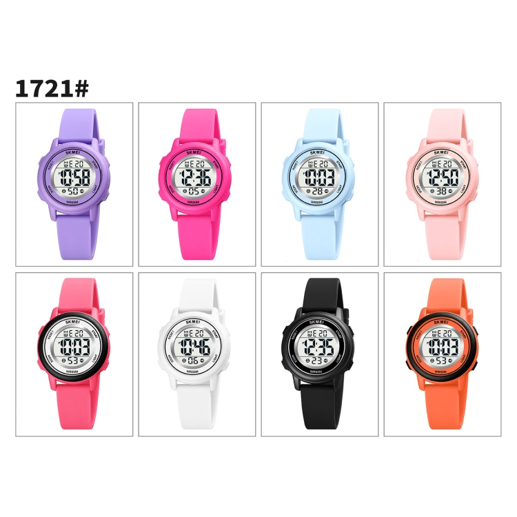 SKMEI 1721 Triplicate Round Dial LED Digital Display Luminous Silicone Strap Electronic Watch(Pink Blue) - LED Digital Watches by SKMEI | Online Shopping South Africa | PMC Jewellery | Buy Now Pay Later Mobicred