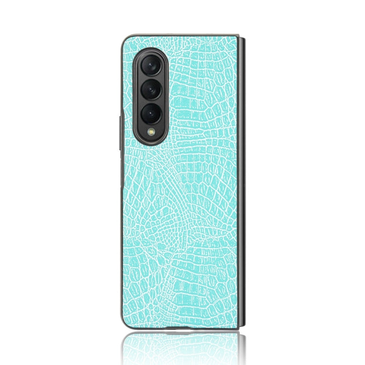 For Samsung Galaxy Z Fold3 5G Shockproof Crocodile Texture PC + PU Case(Light Green) - Galaxy Phone Cases by GKK | Online Shopping South Africa | PMC Jewellery | Buy Now Pay Later Mobicred