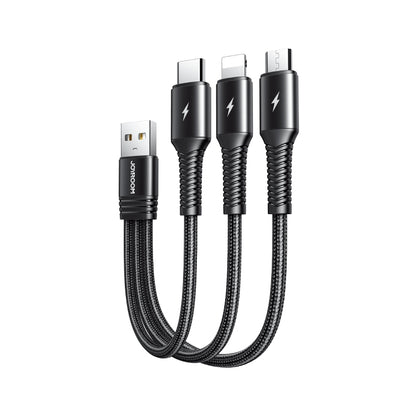 JOYROOM S-01530G9 3.5A 3 in 1 USB to Micro USB + USB-C / Type-C + 8 Pin Short Charging Cable(Black) - Multifunction Cable by JOYROOM | Online Shopping South Africa | PMC Jewellery