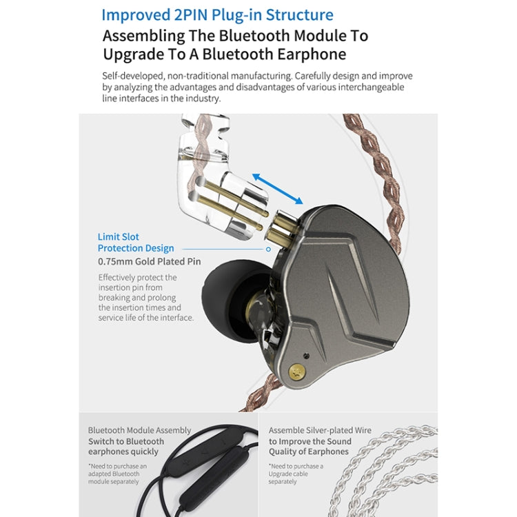 KZ ZSN Pro Ring Iron Hybrid Drive Metal In-ear Wired Earphone, Standard Version(Blue) - In Ear Wired Earphone by KZ | Online Shopping South Africa | PMC Jewellery