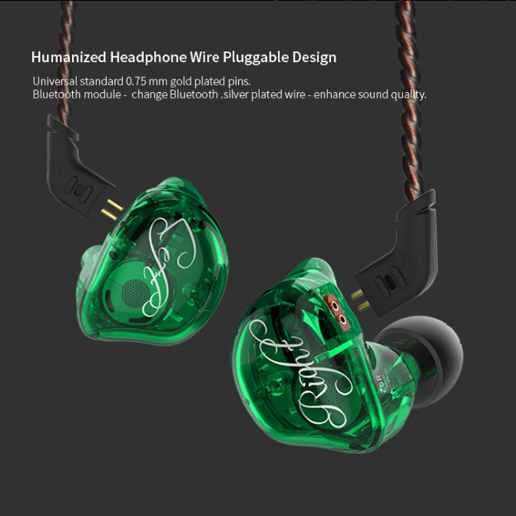 KZ ZSR 6-unit Ring Iron In-ear Wired Earphone, Mic Version(Green) - In Ear Wired Earphone by KZ | Online Shopping South Africa | PMC Jewellery | Buy Now Pay Later Mobicred