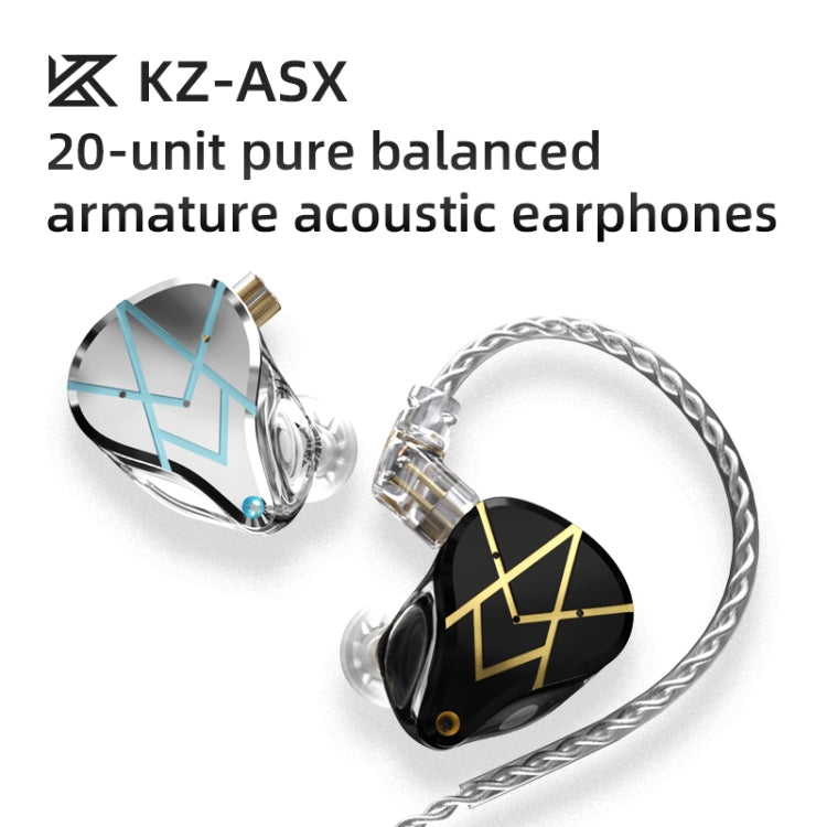 KZ ASX 20-unit Balance Armature Monitor HiFi In-Ear Wired Earphone No Mic(Silver) - In Ear Wired Earphone by KZ | Online Shopping South Africa | PMC Jewellery | Buy Now Pay Later Mobicred