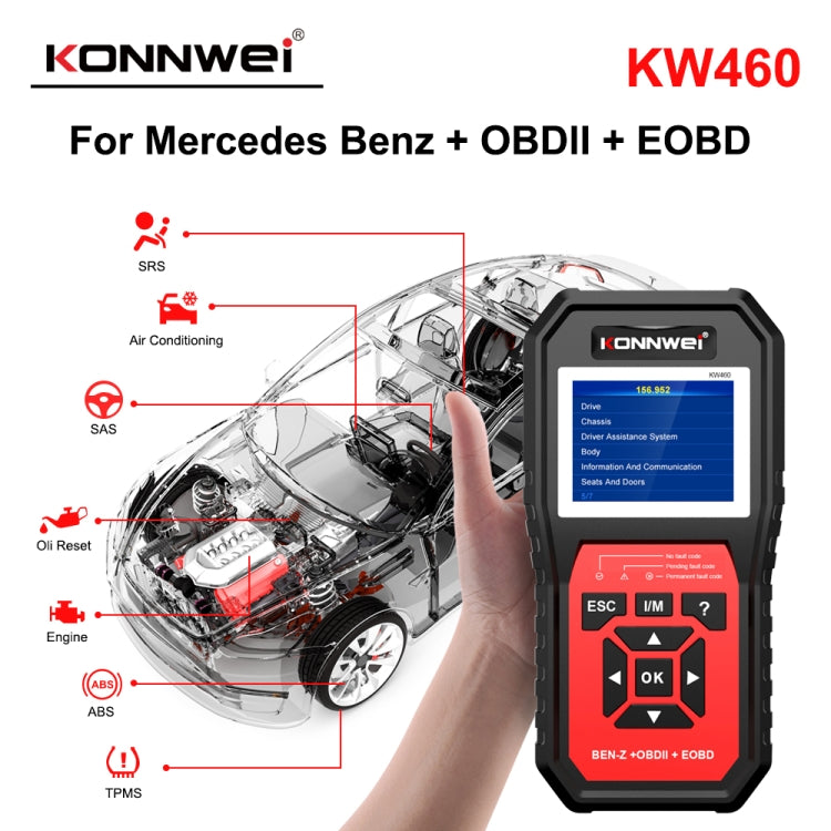 KONNWEI KW460 Car 2.8 inch 12V Lead-acid Battery Tester Fault Diagnosis Instrument - Code Readers & Scan Tools by KONNWEI | Online Shopping South Africa | PMC Jewellery | Buy Now Pay Later Mobicred