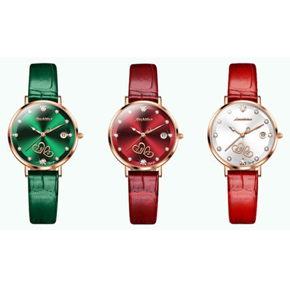 JIN SHI DUN 8825 Love Heart Digital Pattern Round Diamond Dial Quartz Couple Watch(Wine Red) - Couple Watches by JIN SHI DUN | Online Shopping South Africa | PMC Jewellery | Buy Now Pay Later Mobicred