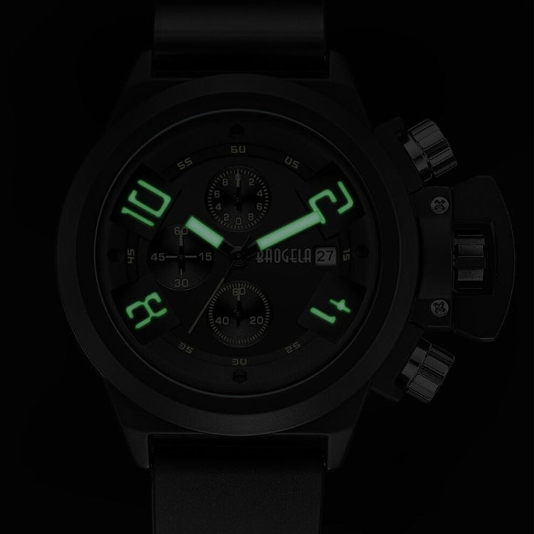 BAOGELA 1606 Small Three-pin Luminous Chronograph Silicone Strap Quartz Watch For Men(Green) - Silicone Strap Watches by BAOGELA | Online Shopping South Africa | PMC Jewellery | Buy Now Pay Later Mobicred