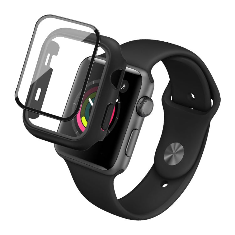 IMAK Shockproof PC Protective Case with Tempered Glass Film For Apple Watch Series 3 & 2 & 1 42mm(Black) - Watch Cases by imak | Online Shopping South Africa | PMC Jewellery | Buy Now Pay Later Mobicred