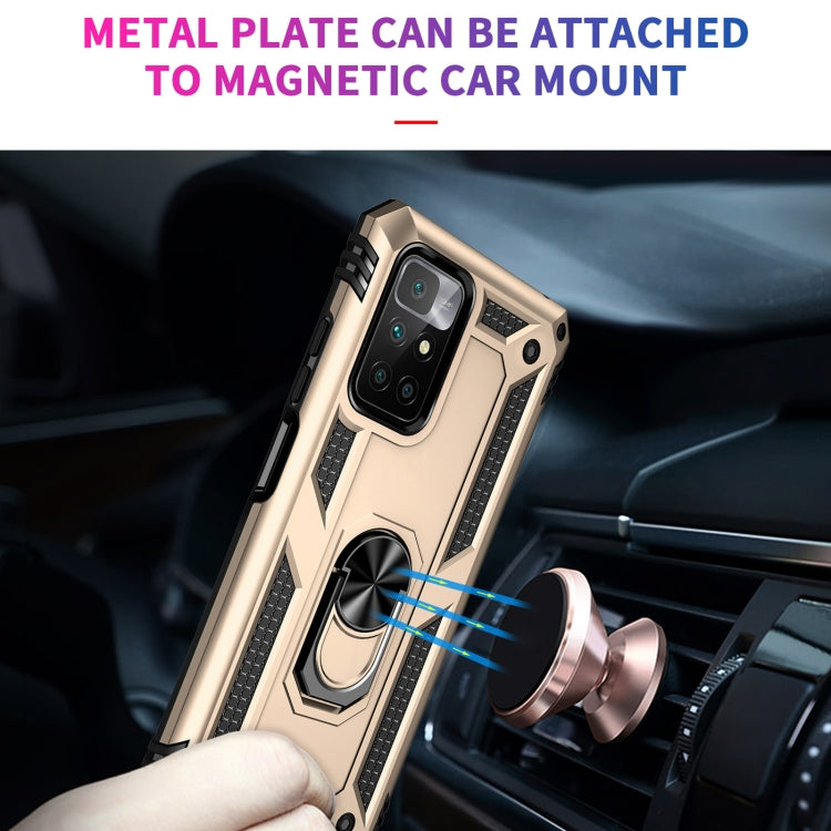 For Xiaomi Redmi 10 Shockproof TPU + PC Phone Case with 360 Degree Rotating Holder(Gold) - Xiaomi Cases by PMC Jewellery | Online Shopping South Africa | PMC Jewellery