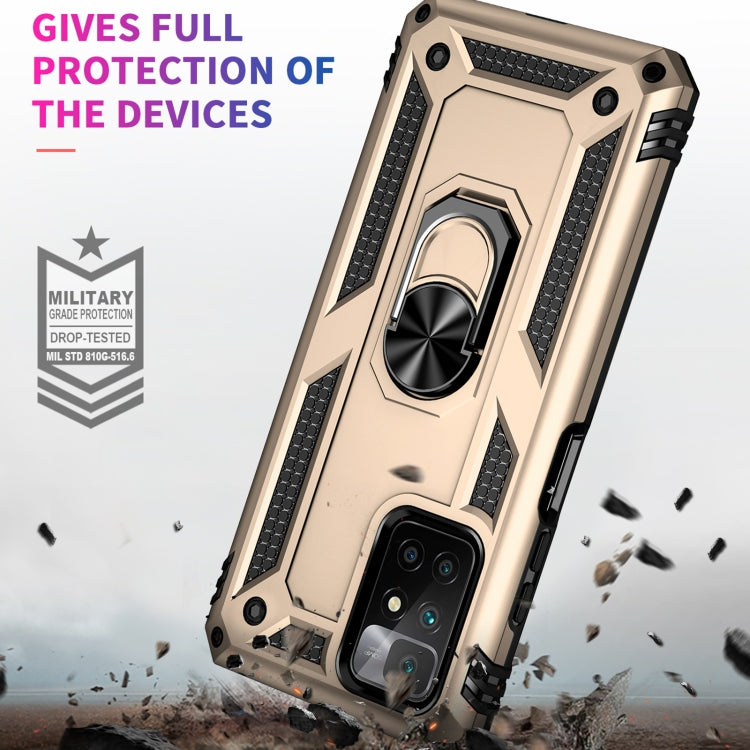 For Xiaomi Redmi 10 Shockproof TPU + PC Phone Case with 360 Degree Rotating Holder(Gold) - Xiaomi Cases by PMC Jewellery | Online Shopping South Africa | PMC Jewellery