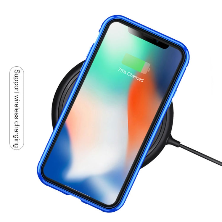 For iPhone X / XS Ultra Slim Double Sides Magnetic Adsorption Angular Frame Tempered Glass Magnet Flip Case(Gold) - More iPhone Cases by PMC TechLife | Online Shopping South Africa | PMC TechLife