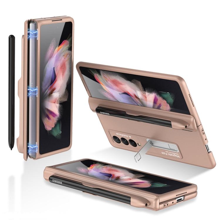 For Samsung Galaxy Z Fold3 5G GKK Magnetic Full Coverage Phone Flip Case with Pen Slot(Gold) - Galaxy Phone Cases by GKK | Online Shopping South Africa | PMC Jewellery