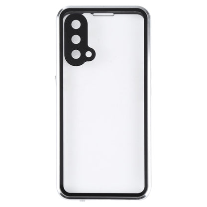 For OnePlus Nord CE 5G Full Cover Magnetic Metal Tempered Glass Phone Case(Silver) - OnePlus Cases by PMC Jewellery | Online Shopping South Africa | PMC Jewellery