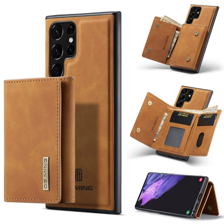 For Samsung Galaxy S22 Ultra 5G DG.MING M1 Series 3-Fold Multi Card Wallet Phone Case(Brown) - Galaxy S22 Ultra 5G Cases by DG.MING | Online Shopping South Africa | PMC Jewellery | Buy Now Pay Later Mobicred