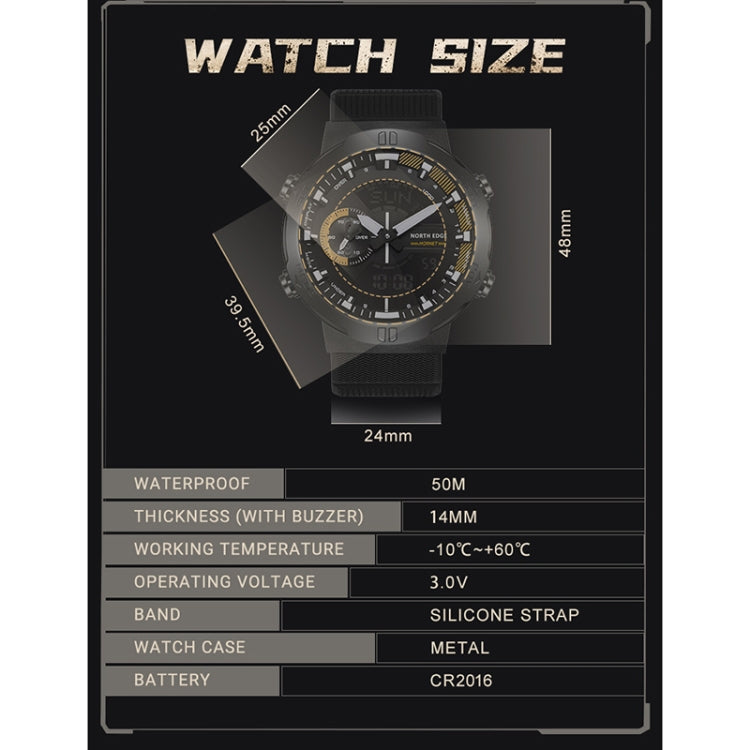 NORTH EDGE HORNET Dual Digital Alarm Clock Timing Men Luminous Sports Watch(Grey) - Sport Watches by NORTH EDGE | Online Shopping South Africa | PMC Jewellery | Buy Now Pay Later Mobicred