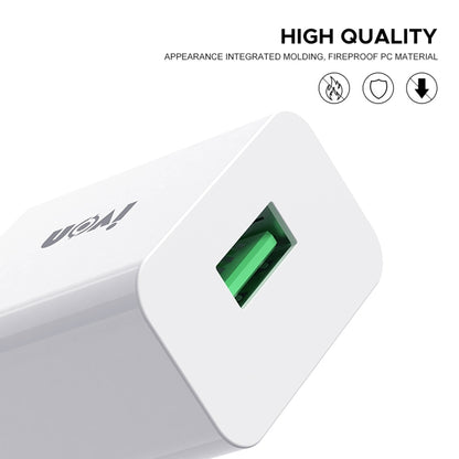 IVON AD-35 2 in 1 18W QC3.0 USB Port Travel Charger + 1m USB to 8 Pin Data Cable Set, EU Plug(White) - USB Charger by IVON | Online Shopping South Africa | PMC Jewellery