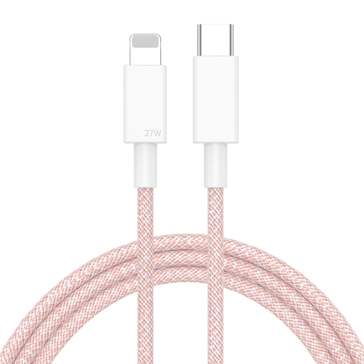 27W PD USB-C / Type-C to 8 Pin Fast Charging Braided Data Cable, Cable Length: 1m(Pink) - 2 in 1 Cable by PMC TechLife | Online Shopping South Africa | PMC TechLife