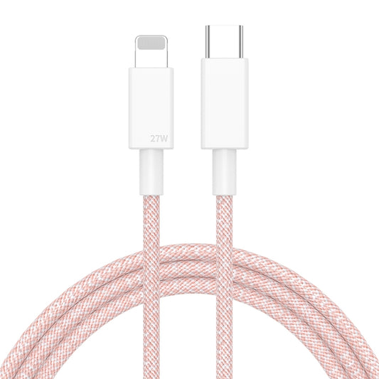 27W PD USB-C / Type-C to 8 Pin Fast Charging Braided Data Cable, Cable Length: 1m(Pink) - 2 in 1 Cable by PMC Jewellery | Online Shopping South Africa | PMC Jewellery