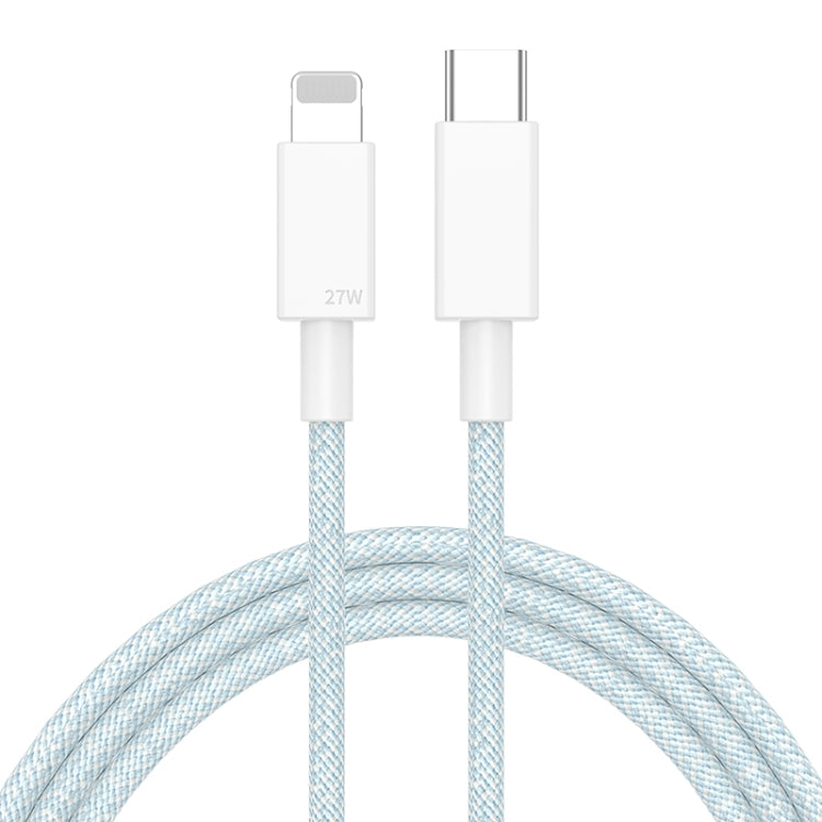 27W PD USB-C / Type-C to 8 Pin Fast Charging Braided Data Cable, Cable Length: 1m(Blue) - 2 in 1 Cable by PMC TechLife | Online Shopping South Africa | PMC TechLife