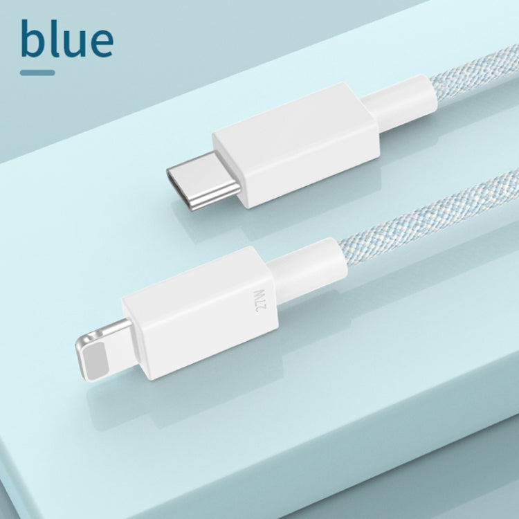 27W PD USB-C / Type-C to 8 Pin Fast Charging Braided Data Cable, Cable Length: 1m(Blue) - 2 in 1 Cable by PMC Jewellery | Online Shopping South Africa | PMC Jewellery