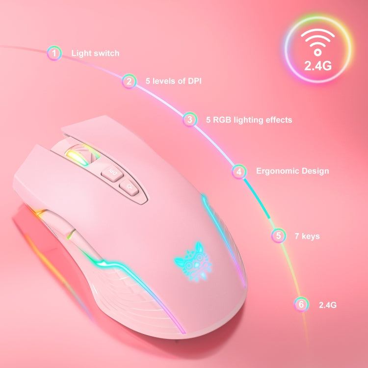 ONIKUMA CW905 2.4G RGB Lighting Wireless Mouse(Pink) - Wireless Mice by ONIKUMA | Online Shopping South Africa | PMC Jewellery | Buy Now Pay Later Mobicred